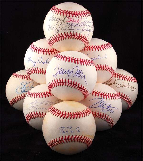 Autographs Baseball - (34)Single Signed Baseball Collection with Barry Bonds, Duke Snider and Kerry Wood