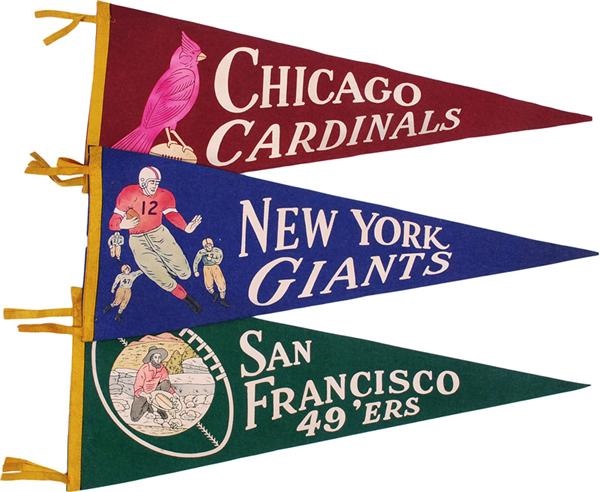 - 1950's NFL Football Full Size Pennants (3)