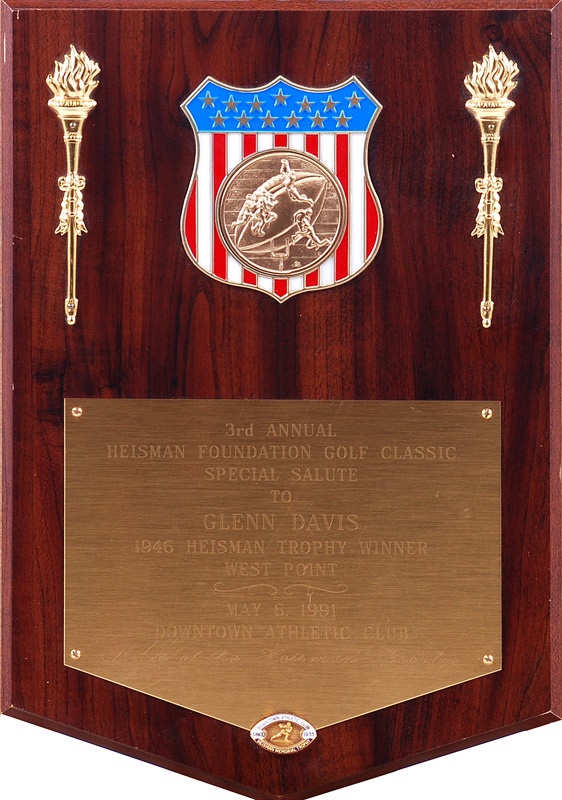 Plaque Presented to Heisman Trophy Winner Glenn Davis