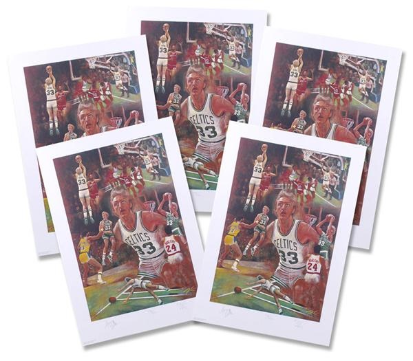 Memorabilia-Basketball - Larry Bird Signed Limited Edition Lithographs (6)