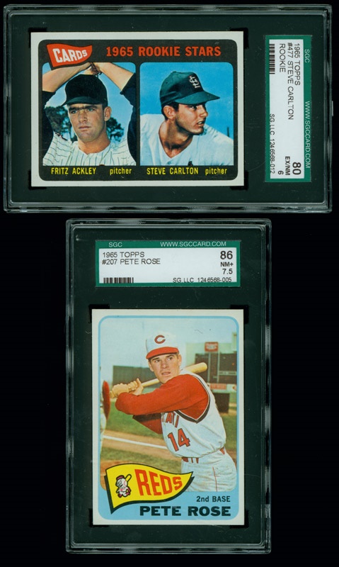 1965 Topps Pete Rose and Steve Carlton Rookie SGC Graded