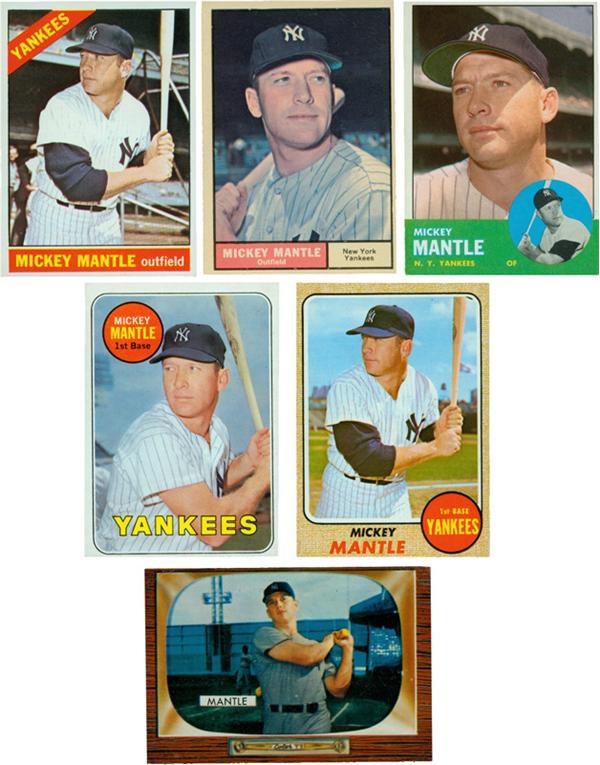 - Collection of 5 Topps Mickey Mantle and 1955 Bowman Mantle
