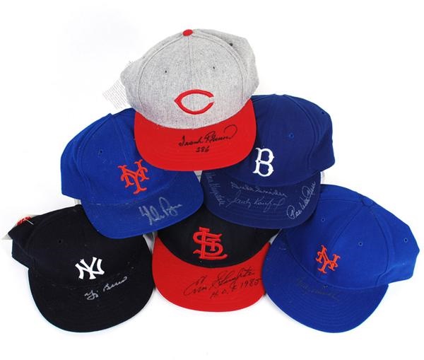 - Collection of (12) HOFer Signed Baseball Caps