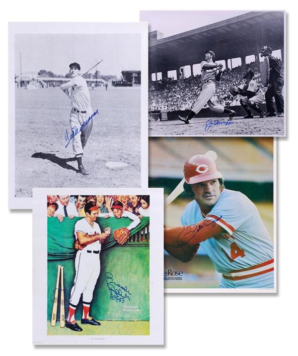 4 Oversized Signed Photos and Posters Including Ted Williams and Joe DiMaggio