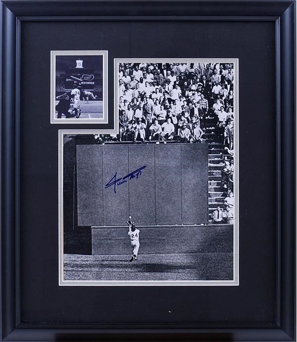 Willie Mays Signed "The Catch" Oversized Photo in Framed Display