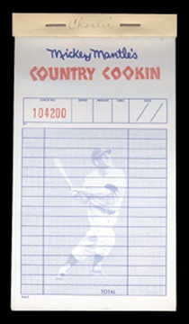 - Mickey Mantle's County Cookin' Order Pad