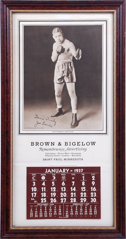 Memorabilia Boxing - 1937 Joe Louis Photo Calendar from Title Year