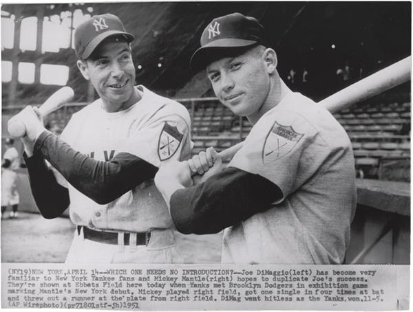 Memorabilia Baseball Photographs - Singles - Famous Photo of Mickey Mantle and Joe Dimaggio (1951)
