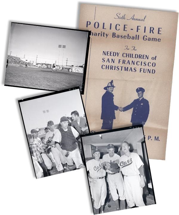 Memorabilia Baseball Photographs - Lots - 1953 PCL Exhibition Baseball Game Program and Negatives (7)