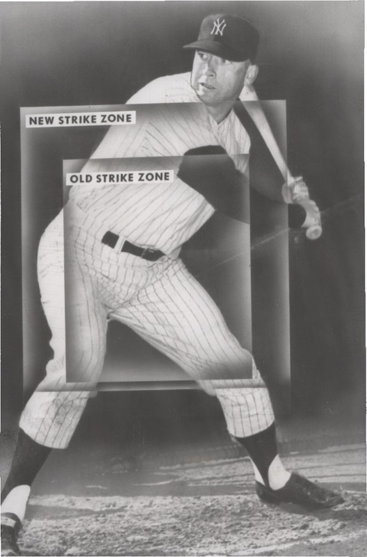 Memorabilia Baseball Photographs - Singles - Interesting Mickey Mantle Strikezone Photo (1963)