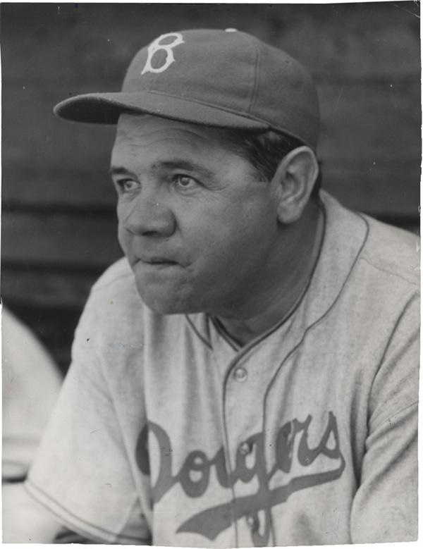 Memorabilia Baseball Photographs - Singles - Babe Ruth with the Brooklyn Dodgers