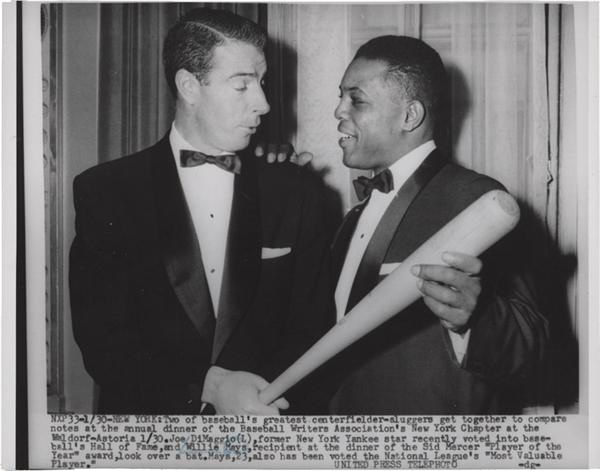 Memorabilia Baseball Photographs - Singles - Willie Mays and Joe Dimaggio (1955)