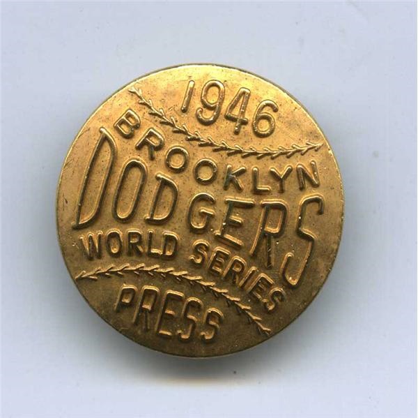 Baseball Memorabilia - 1946 Brooklyn Dodgers Phantom World Series Press Pin