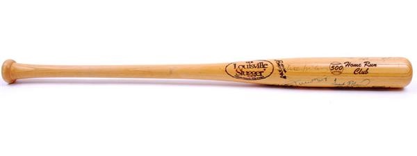 500 Home Run Club Signed Bat with Nine Signatures