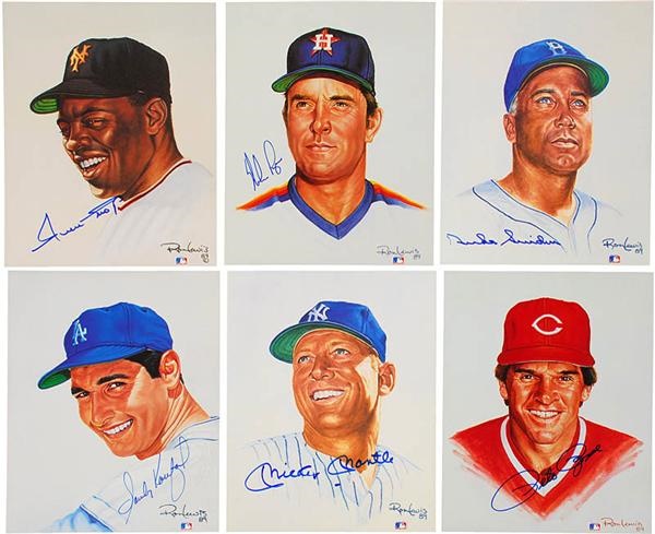 Autographs Baseball - Ron Lewis Living Legends Signed Set with Mantle and Koufax