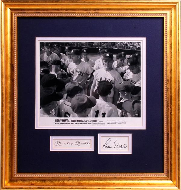 Baseball Autographs - Mickey Mantle & Roger Maris Signed Yankees Baseball Photo Display
