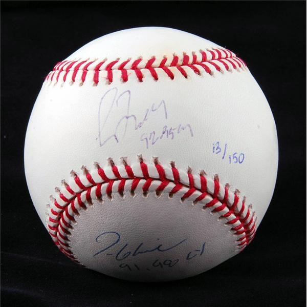 Baseball Autographs - Greg Maddux & Tom Glavine Signed Ltd. Ed. Cy Young Baseball STEINER