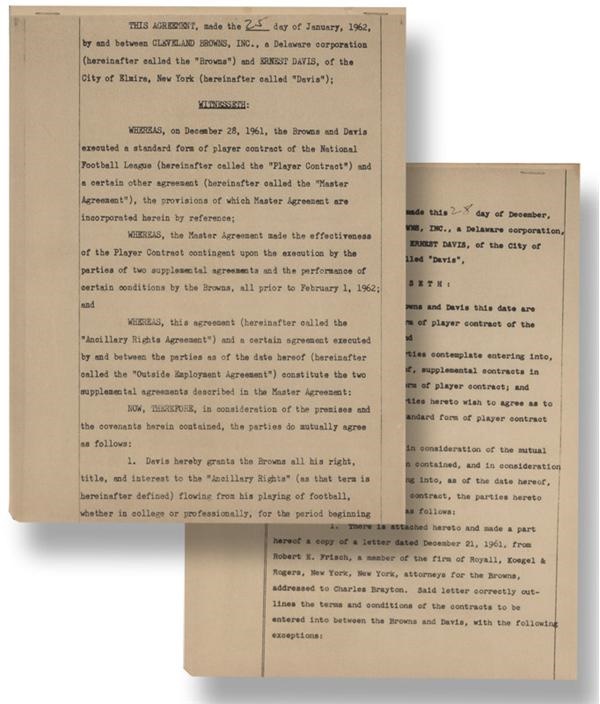 - Vintage File Copies of Ernie Davis' Cleveland Browns Contracts (2)