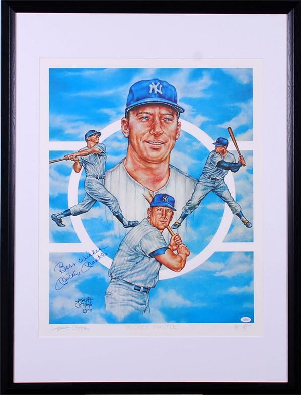 Baseball Autographs - Mickey Mantle Signed Print by Joseph Catalano
