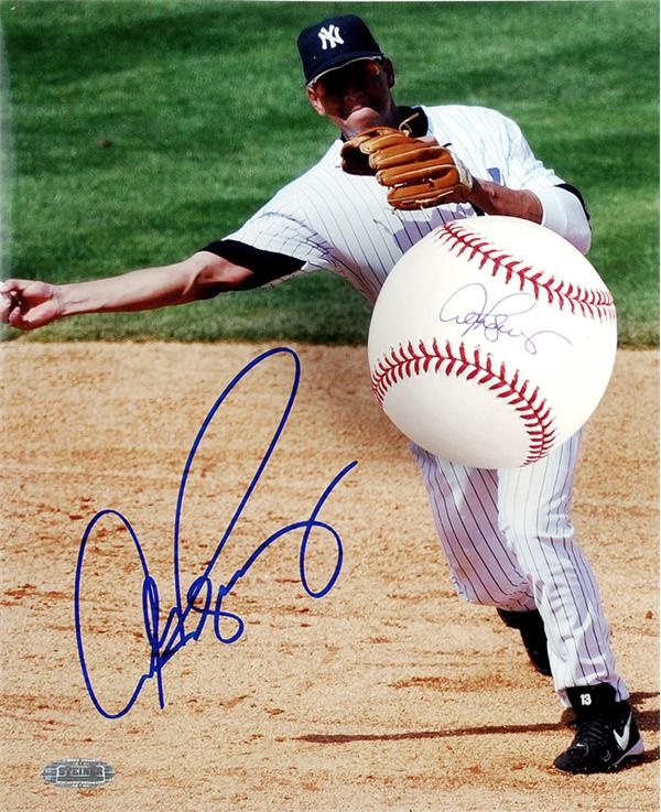 Baseball Autographs - Alex Rodriguez Single Signed Baseball and Signed 8 x 10 Steiner