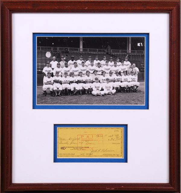 Baseball Autographs - Jackie Robinson Signed Check Framed Display