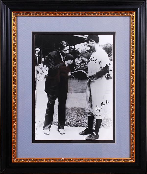 Baseball Autographs - President George Bush Signed Photo with Babe Ruth