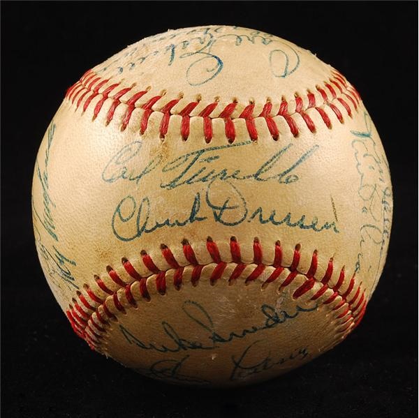 Baseball Autographs - 1953 Brooklyn Dodger Team Signed Baseball