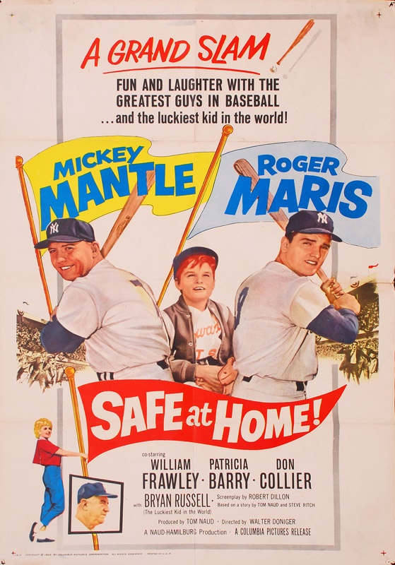 Ernie Davis - 1962 "Safe At Home" One Sheet Movie Poster with Mantle and Maris