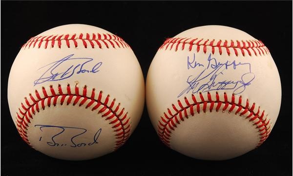 Baseball Autographs - Father and Son Signed Baseballs Griffey's and Bond's