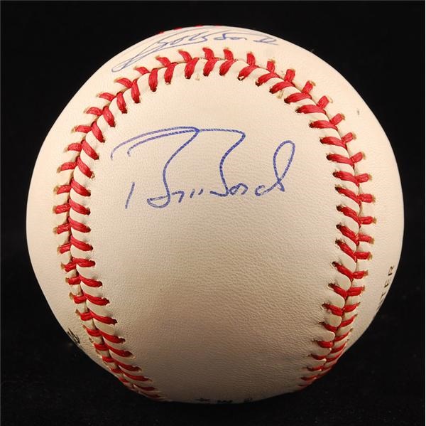 Baseball Autographs - Barry Bonds and Bobby Bonds Signed Baseball