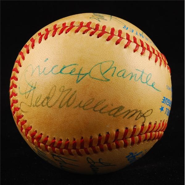 - 500 Home Run Signed Ball with 11 Signatures including Mantle and Williams