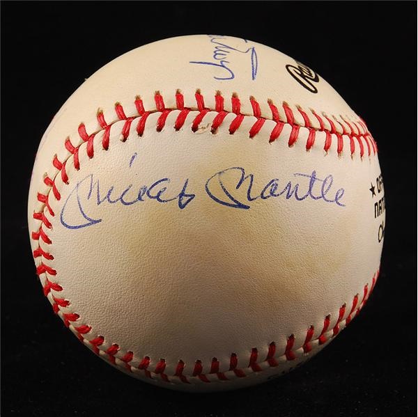 Baseball Autographs - Mickey Mantle, Willie Mays and Duke Snider Signed Baseball