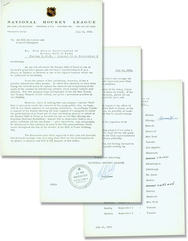 - 1968 Clarence Campbell Signed Hall of Fame Hockey Document