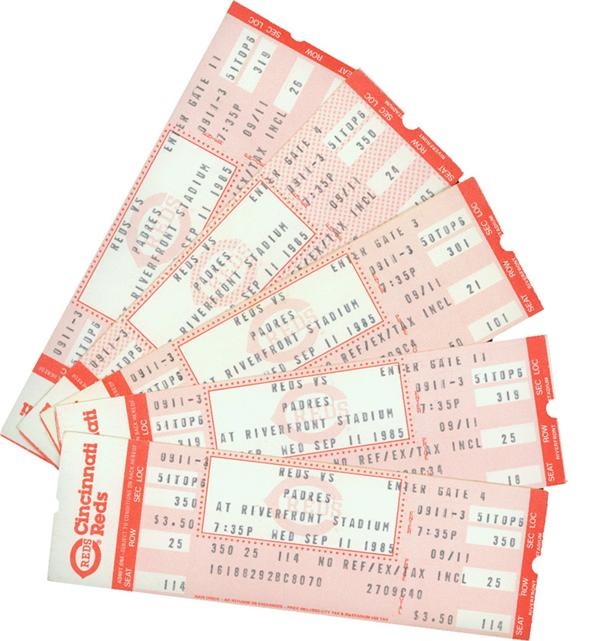 - Pete Rose 4192 Hit Full Tickets (5)