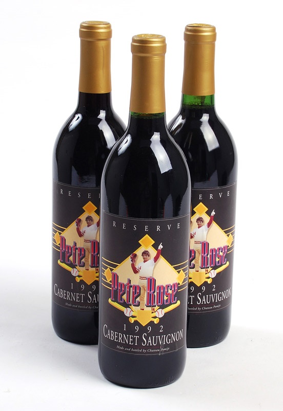 Ernie Davis - Pete Rose Cabernet Sauvignon Wine Bottles (3)