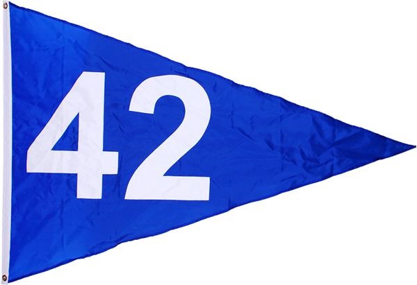 Ernie Davis - Jackie Robinson Retired Number &quot;42&quot; Flag From Old Busch Stadium