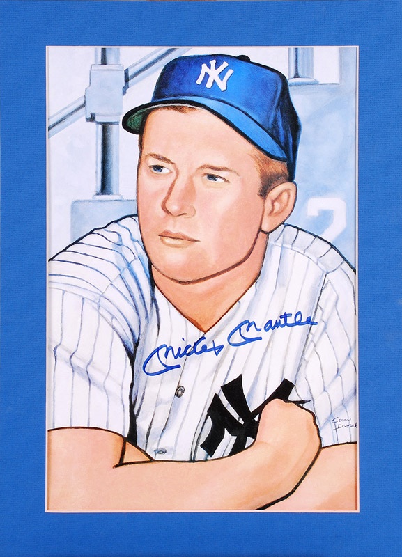 Baseball Autographs - Mickey Mantle Signed 1952 Bowman Artwork Print