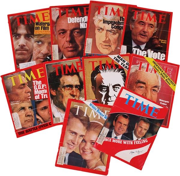 Rock And Pop Culture - Richard Nixon and Watergate Related Signed Time Magazine Covers (10)