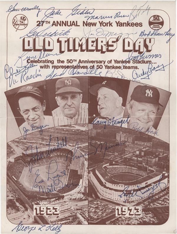 Baseball Autographs - 1973 New York Yankees Old-Timers Signed Program with Thurman Munson