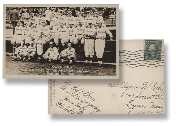 Ernie Davis - 1912 Boston Red Sox Champions Team Real Photo Postcard
