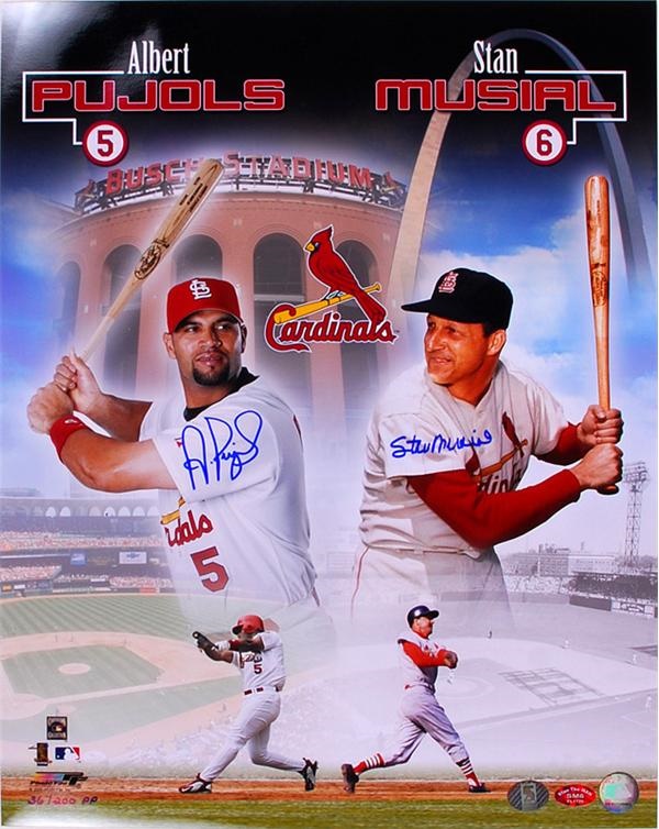 Baseball Autographs - Stan Musial and Albert Pujols Cardinals Signed Ltd Ed Print