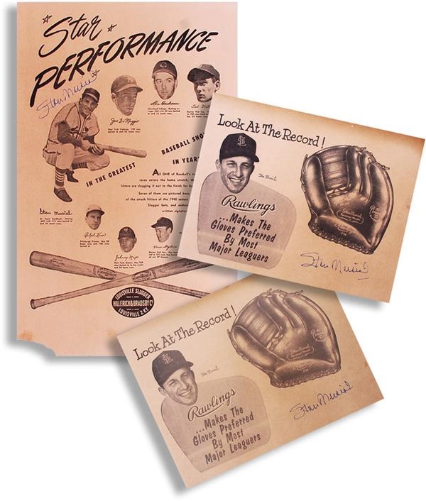 - Stan Musial Signed Vintage Advertising Signs (3)
