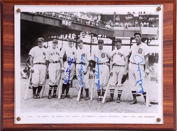 Baseball Autographs - Joe DiMaggio, Bill Dickey, Chas Gehringer, Hank Greenberg Signed Photo