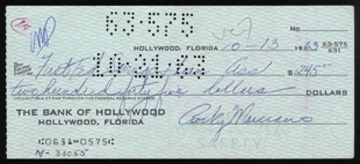 - 1963 Rocky Marciano Signed Bank Check