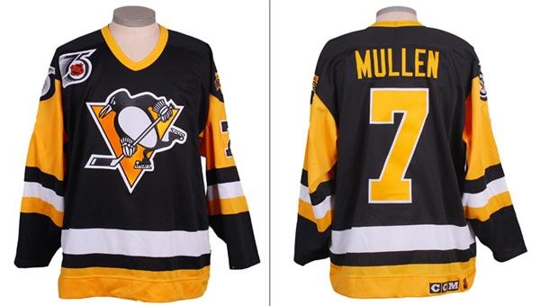 - 1991-92 Joe Mullen Pittsburgh Penguins Game Issued 3-Patch Jersey