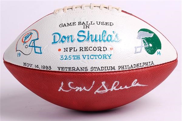 - Don Shula Hand Painted Game Ball From 325th Career Win