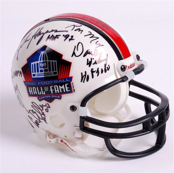 - Hall of Fame Mini Helmet signed by 12 Hall of Famers