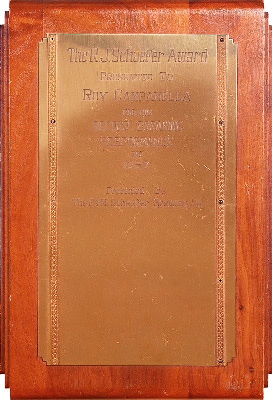 Ernie Davis - 1953 Award Presented to Roy Campanella from Schaefer Brewing