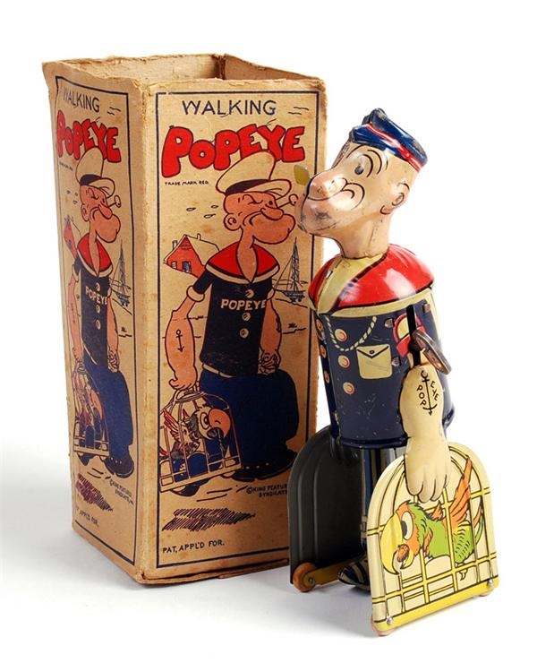 - 1932 Walking Popeye Marx Tin Toy with Box