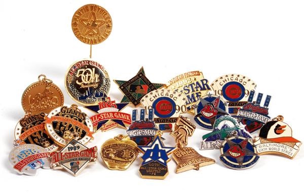 - Collection of Baseball All Star Press Pins and Charms (21)